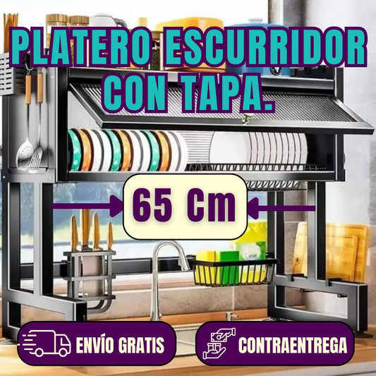 PLATERO ESCURRIDOR CON TAPA EN ACERO